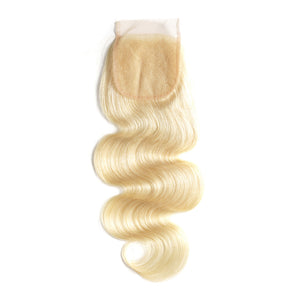 BLONDE CLOSURE BODY WAVE 4 X4